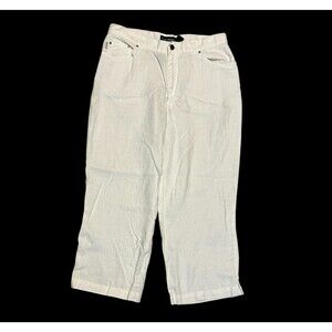 Lauren Jeans Co. Ralph Lauren White Linen Capri Pants Womens Size 10 LRL